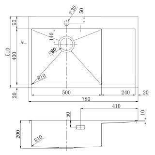 Кухонная мойка Lemark Kezadra 780L 9932152 чёрный матовый